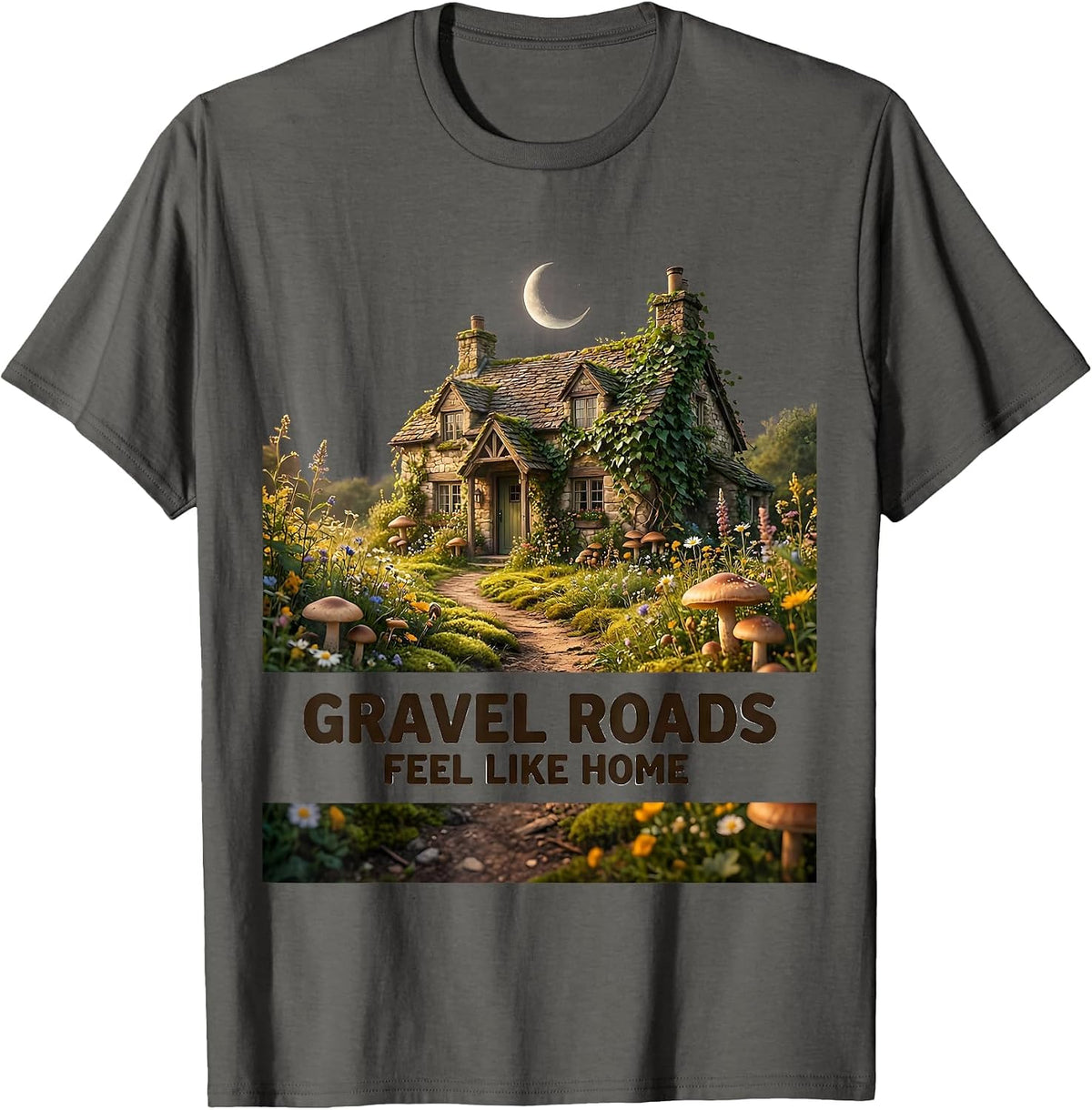 Men's Gravel Roads Feel Like Home Adventure Design T-Shirt - Asphalt Grey