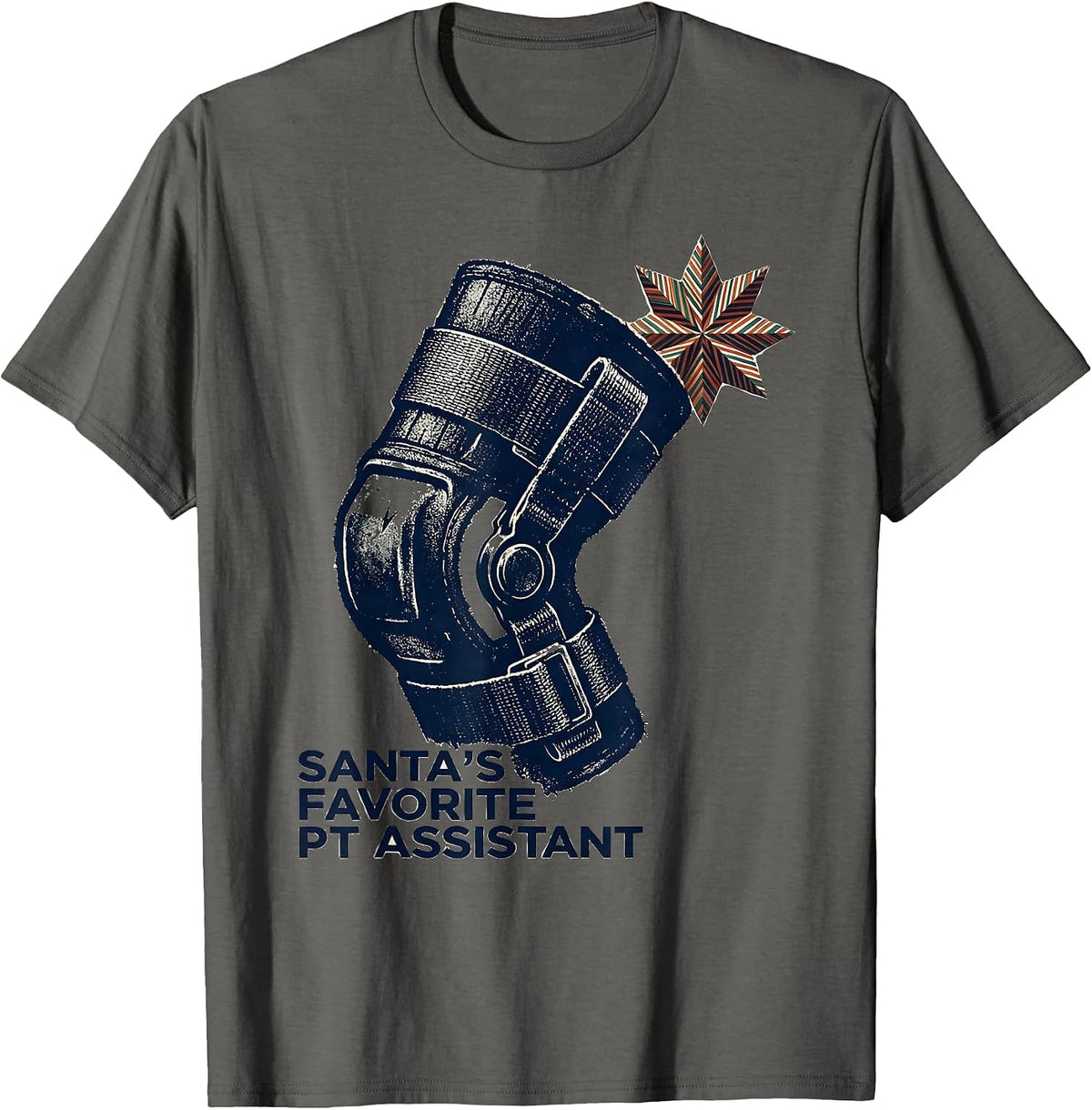Men's Santa's Favorite PT Assistant Funny Physical Therapist T-Shirt - Asphalt Grey