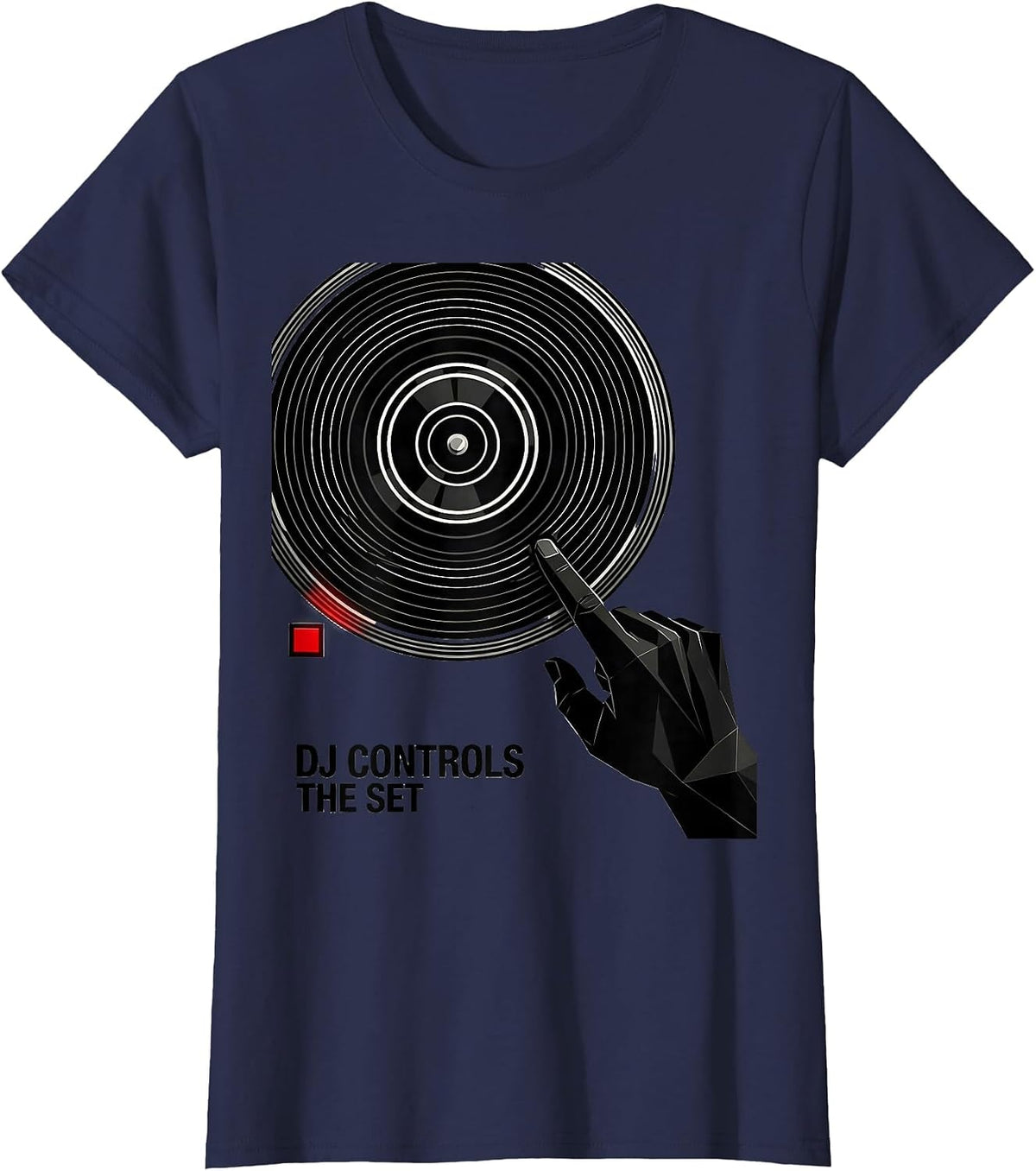 Women's DJ Controls The Set Funny EDM Music Lover DJ Culture T-Shirt - Navy Blue