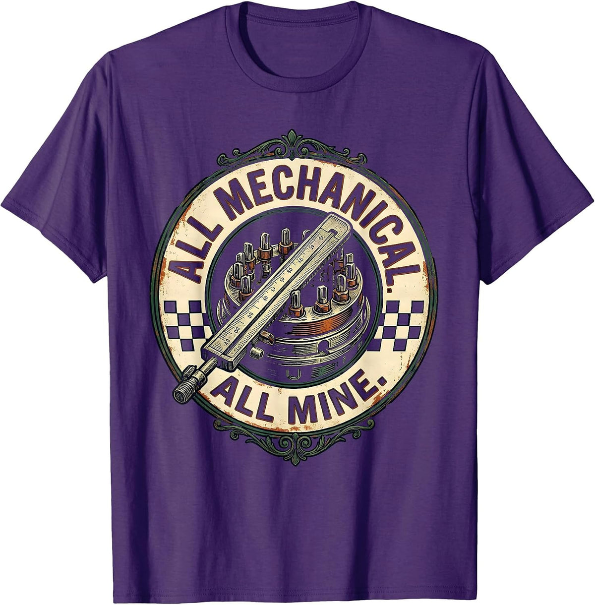 All Mechanical All Mine Vintage Muscle Car Racing Enthusiast T-Shirt - Purple