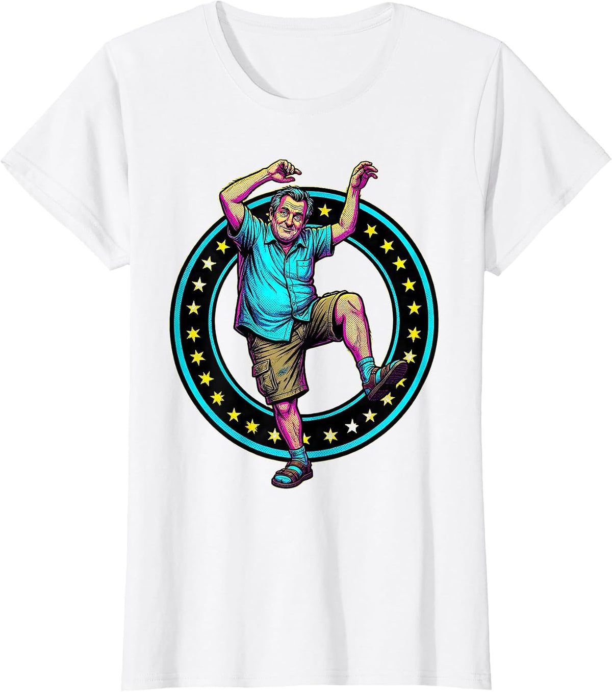 Funny Dad Awkward Backyard Party Dancing T-Shirt - White