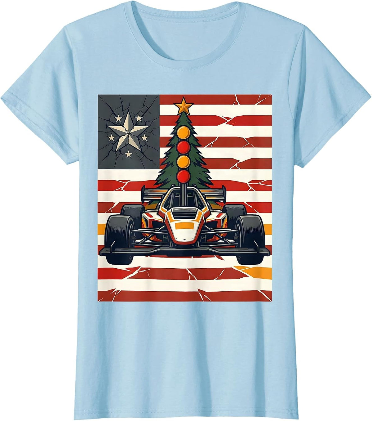 RC Touring Car Starting Tree Patriotic Racing Hobbyist T-Shirt - Baby Blue
