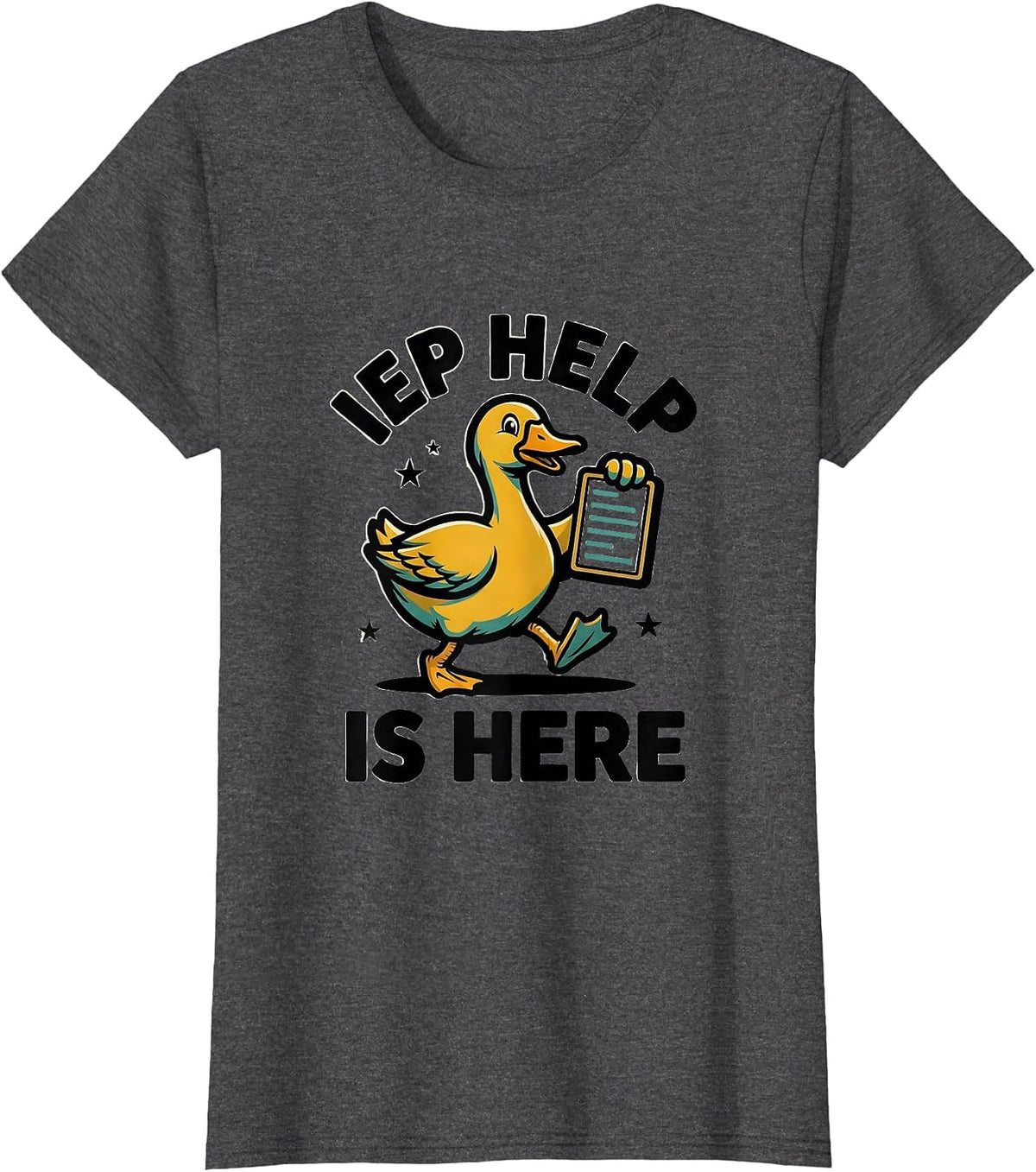 Women's IEP Help Is Here Funny Special Education Teacher SPED T-Shirt - Dark Heather Grey