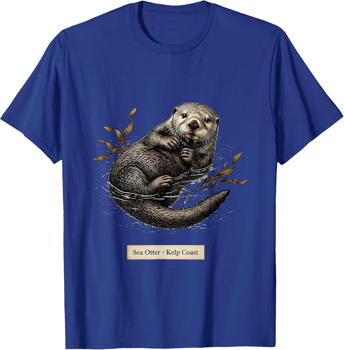 Men's Sea Otter · Kelp Coast Botanical Wildlife Portrait Art T-Shirt - Royal Blue