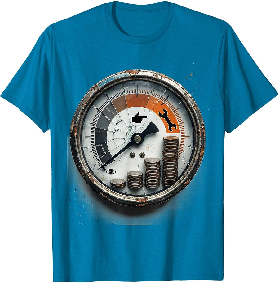 Pressure Gauge Mechanic Humor Auto Repair Workplace T-Shirt - Sapphire Blue