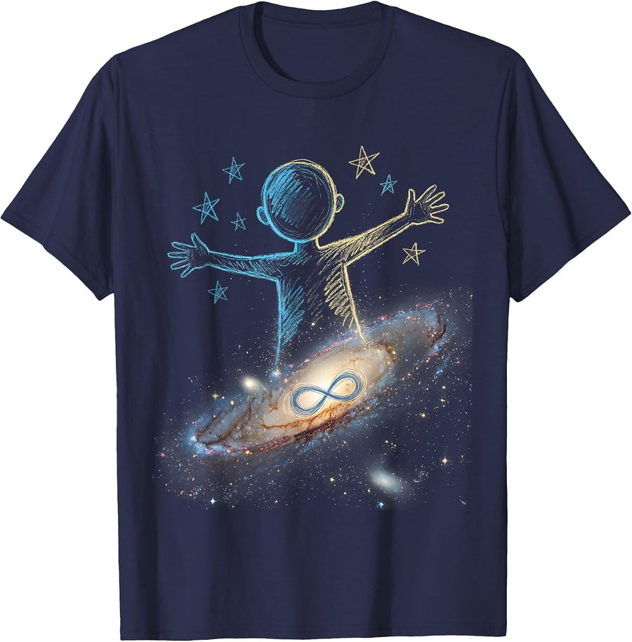 Autism Awareness Chalkboard Galaxy Art T-Shirt - Navy Blue
