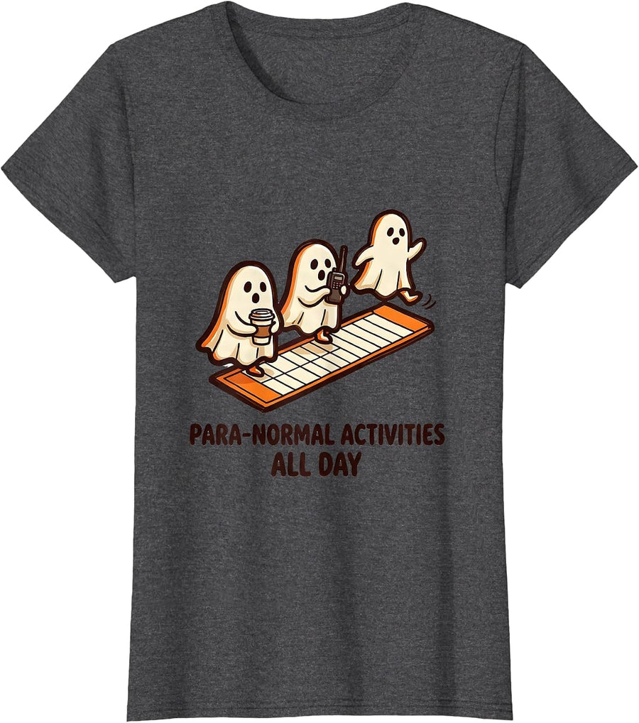 Women's Para-Normal Activities, All Day Cute Ghost SpEd Teacher T-Shirt - Dark Heather Grey