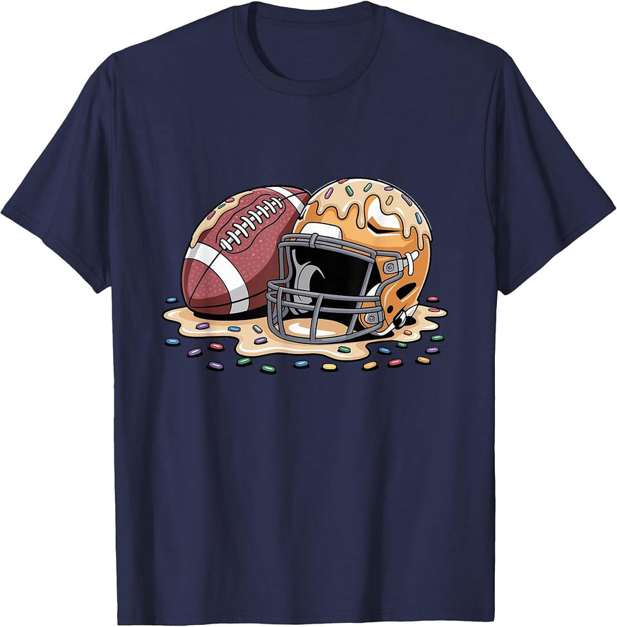 Ice Cream Drip Football Boys Drippy Lineman Teens Youth T-Shirt - Navy Blue