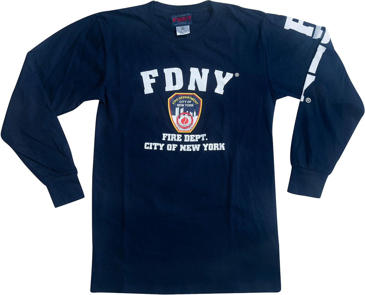 Artisan Owl New York Fire Department Style Cotton Long Sleeve Shirt, NavyBlue - As Pictured