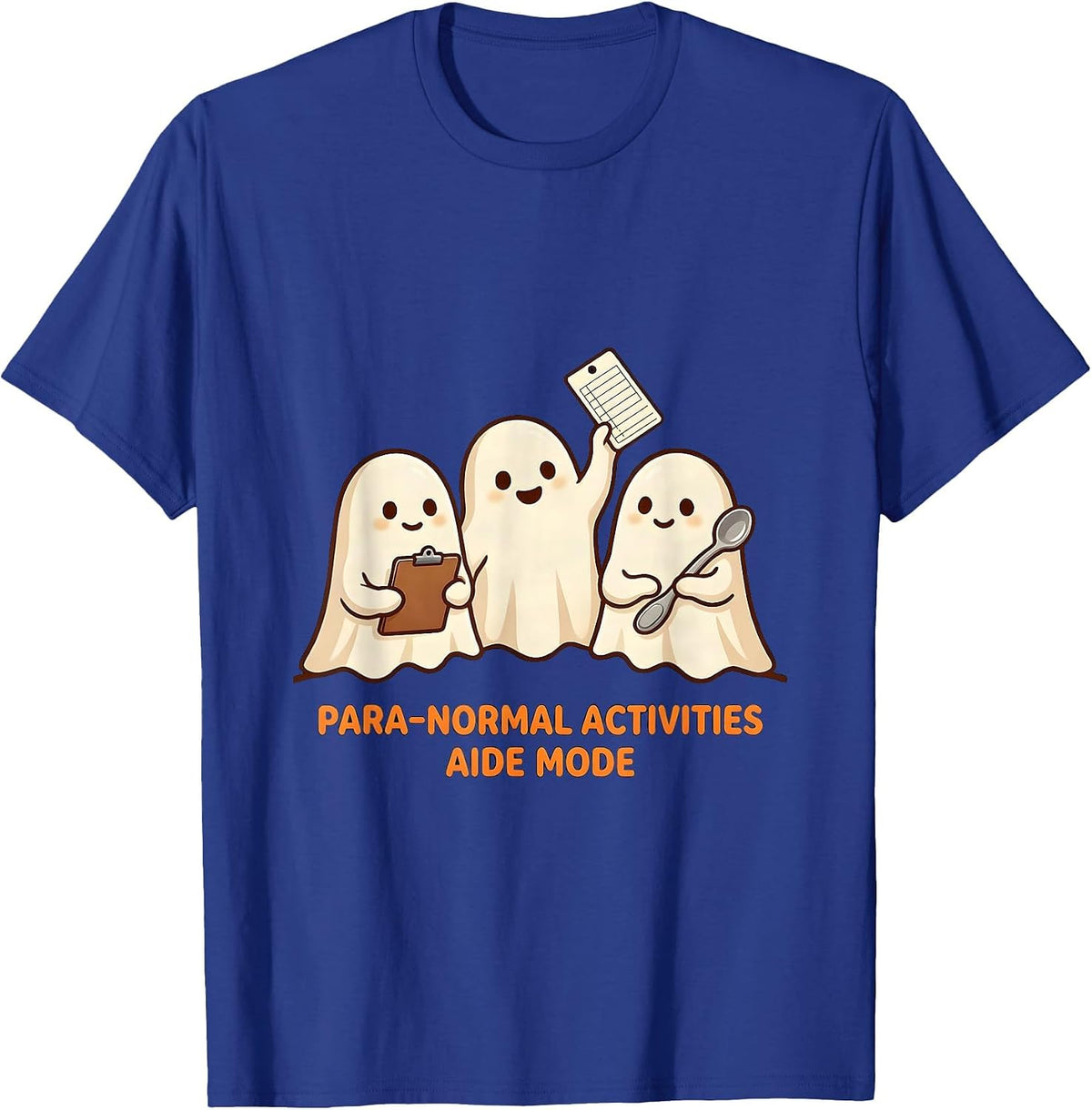 Men's Para-Normal Activities Aide Mode Cute Kawaii Ghost SpEd T-Shirt - Royal Blue