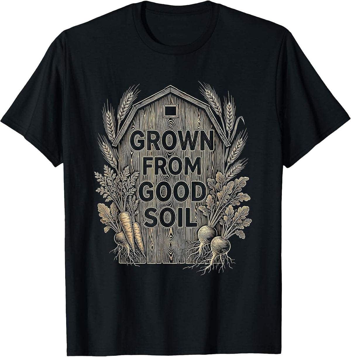 Men's Grown From Good Soil Roots and Heritage Design T-Shirt - Black