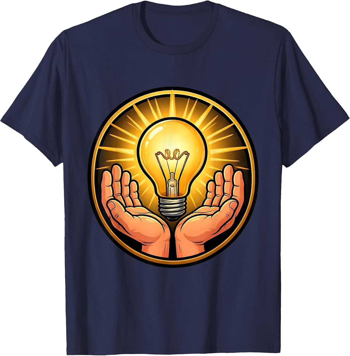 School Counselor Glowing Lightbulb Illustration T-Shirt - Navy Blue
