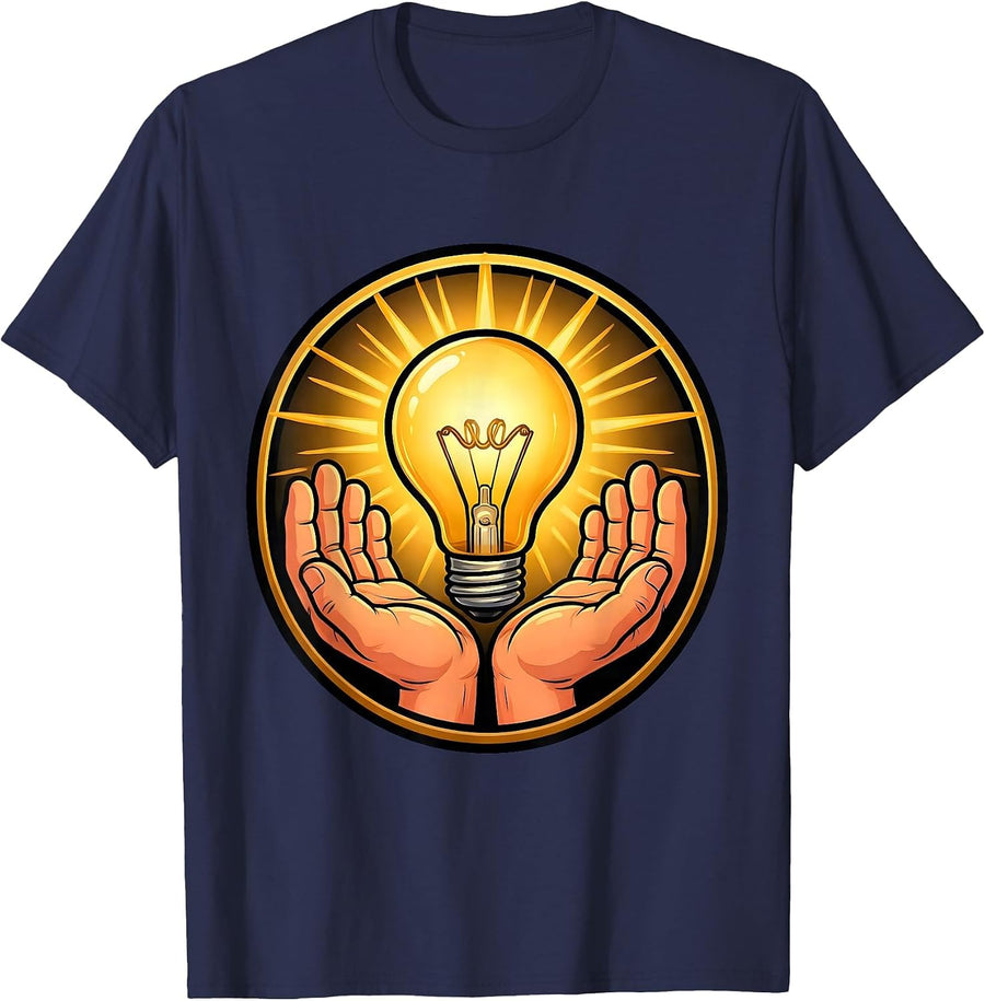 School Counselor Glowing Lightbulb Illustration T-Shirt - Navy Blue