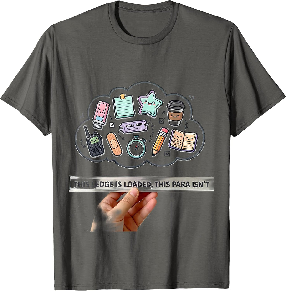 Men's This Ledge Is Loaded, This Para Isn't Kawaii T-Shirt - Asphalt Grey