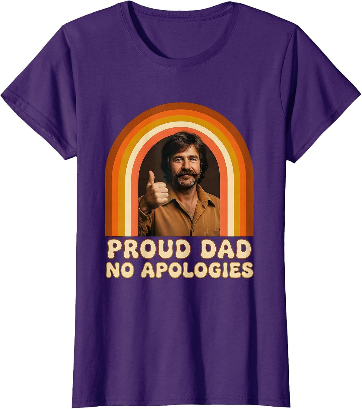 Proud Dad No Apologies Bold Statement Design T-Shirt - Purple