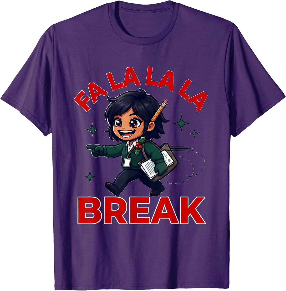Men's FA LA LA LA BREAK Funny Teacher Christmas Humor T-Shirt - Purple