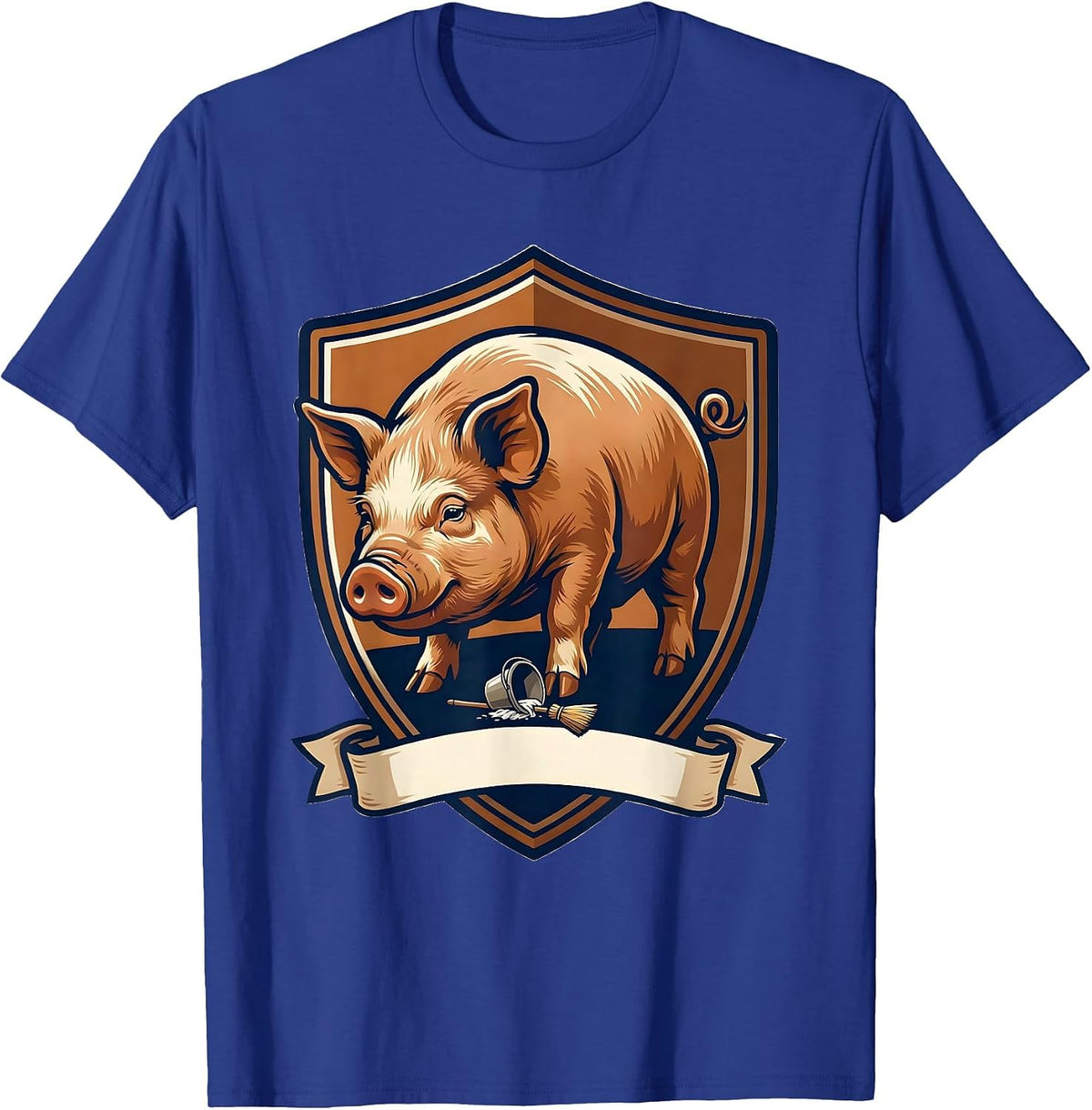 Pig Shield Emblem Cute Farm Animal Lover Gift T-Shirt - Royal Blue