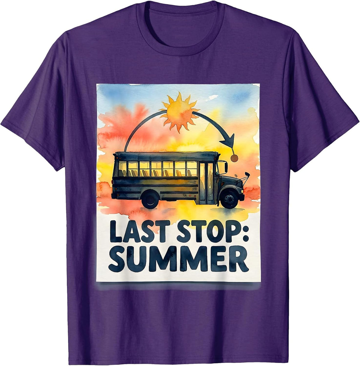 Last Stop Summer Vintage School Bus Driver Back To School T-Shirt - Purple