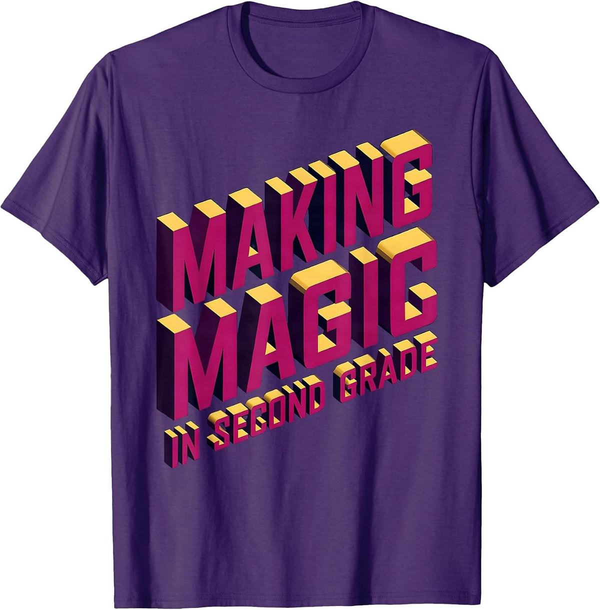 Men's Making Magic in Second Grade Teacher Design T-Shirt - Purple