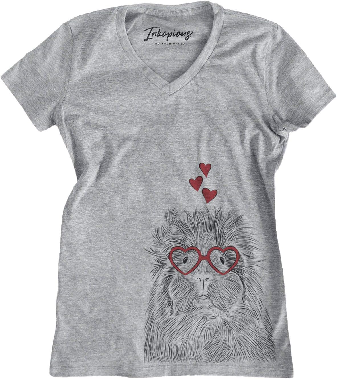 Valentine Rhino the Guinea Pig Triblend T-Shirt - Grey Modern V-neck