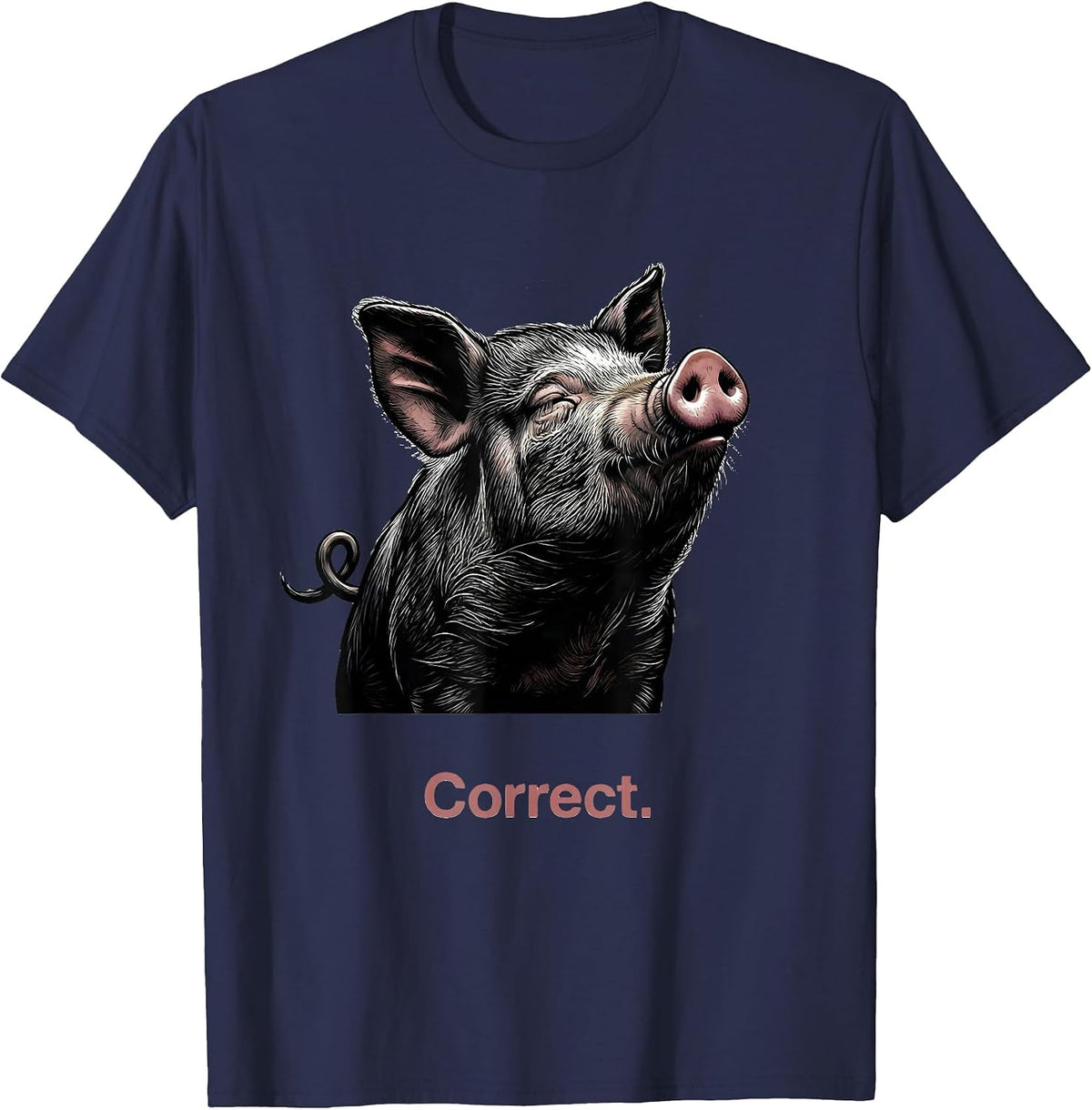Correct Funny Pig Farm Animal Lover Gift T-Shirt - Navy Blue