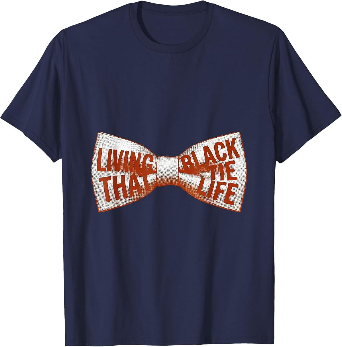 Living That Black Tie Life Tuxedo Design T-Shirt - Navy Blue