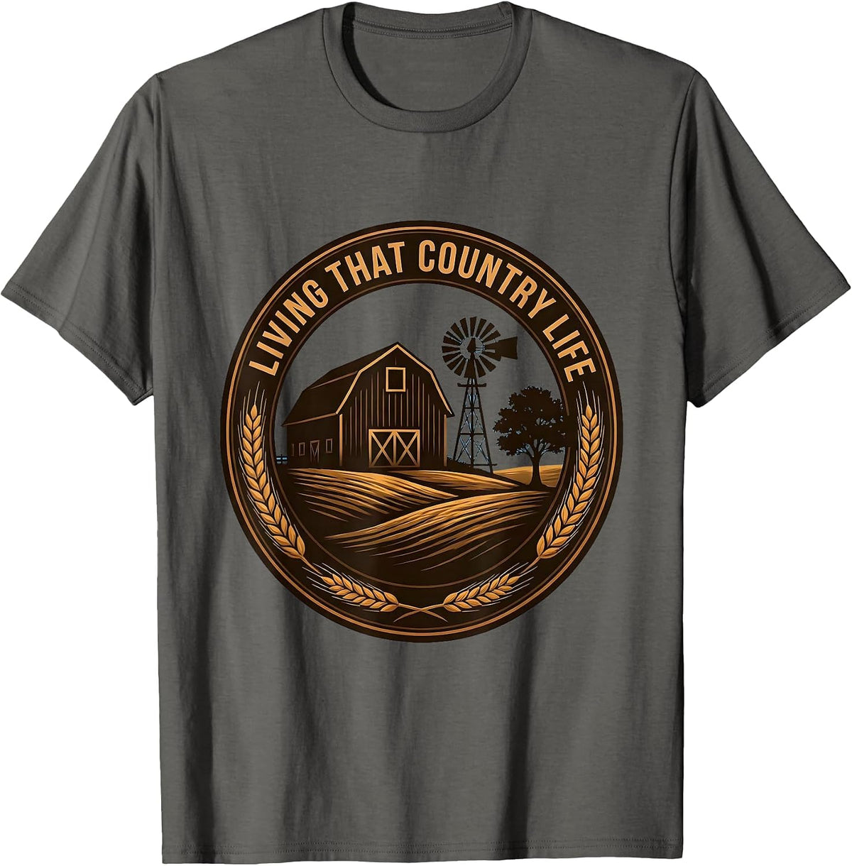 Men's Living That Country Life Rustic Design T-Shirt - Asphalt Grey