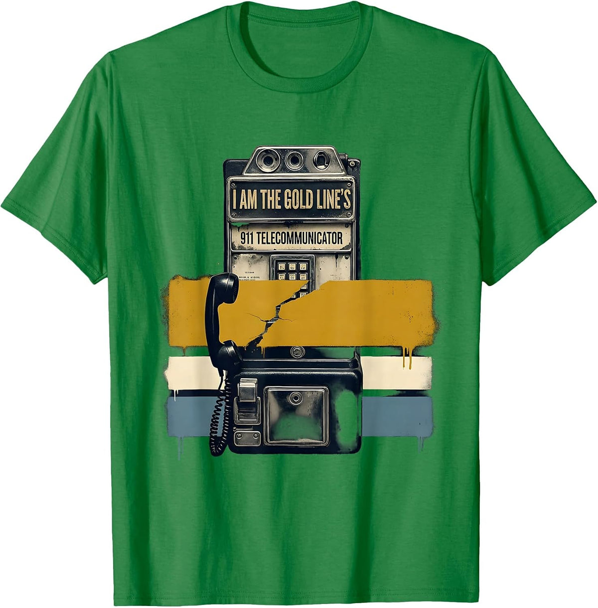 Men's I Am The Gold Line's 911 Telecommunicator Vintage T-Shirt - Kelly Green