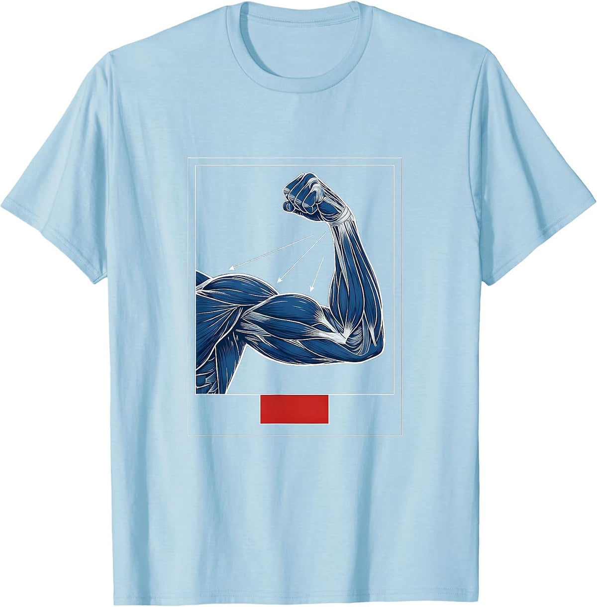 Men's Physical Therapy Flexing Arm Anatomy Illustration T-Shirt - Baby Blue