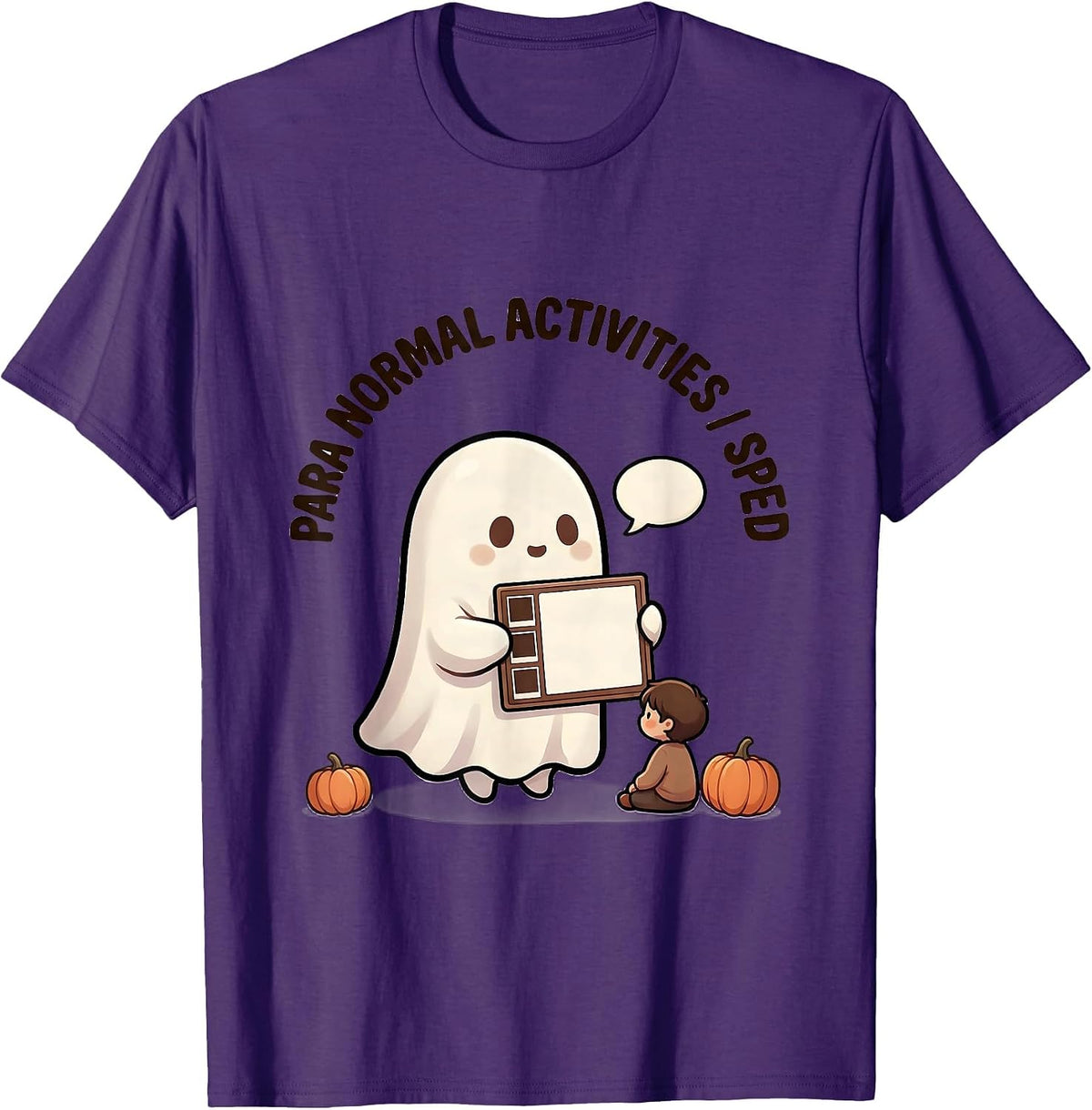 Men's Para Normal Activities SPED Teacher Paraprofessional Ghost T-Shirt - Purple