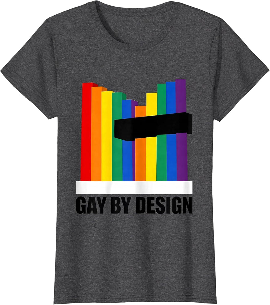 Women's Gay By Design Funny LGBTQ Pride Queer Humor T-Shirt - Dark Heather Grey