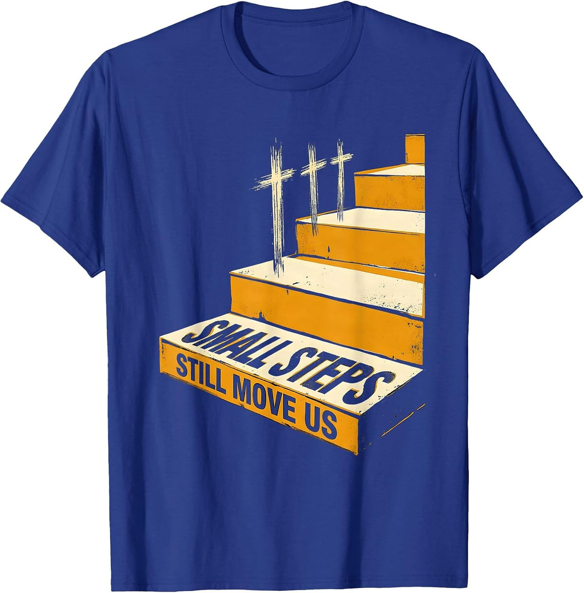 Men's Small Steps Still Move Us Funny Physical Therapy PT Humor T-Shirt - Royal Blue