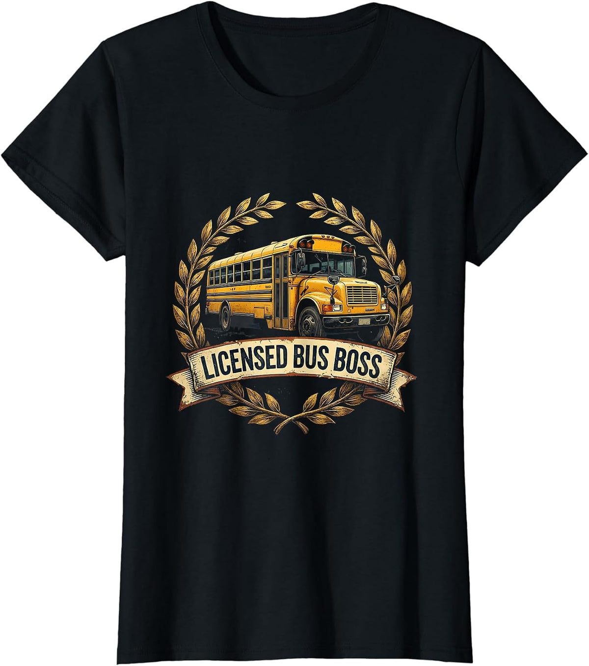 Licensed Bus Boss Vintage Occupational Badge T-Shirt - Black