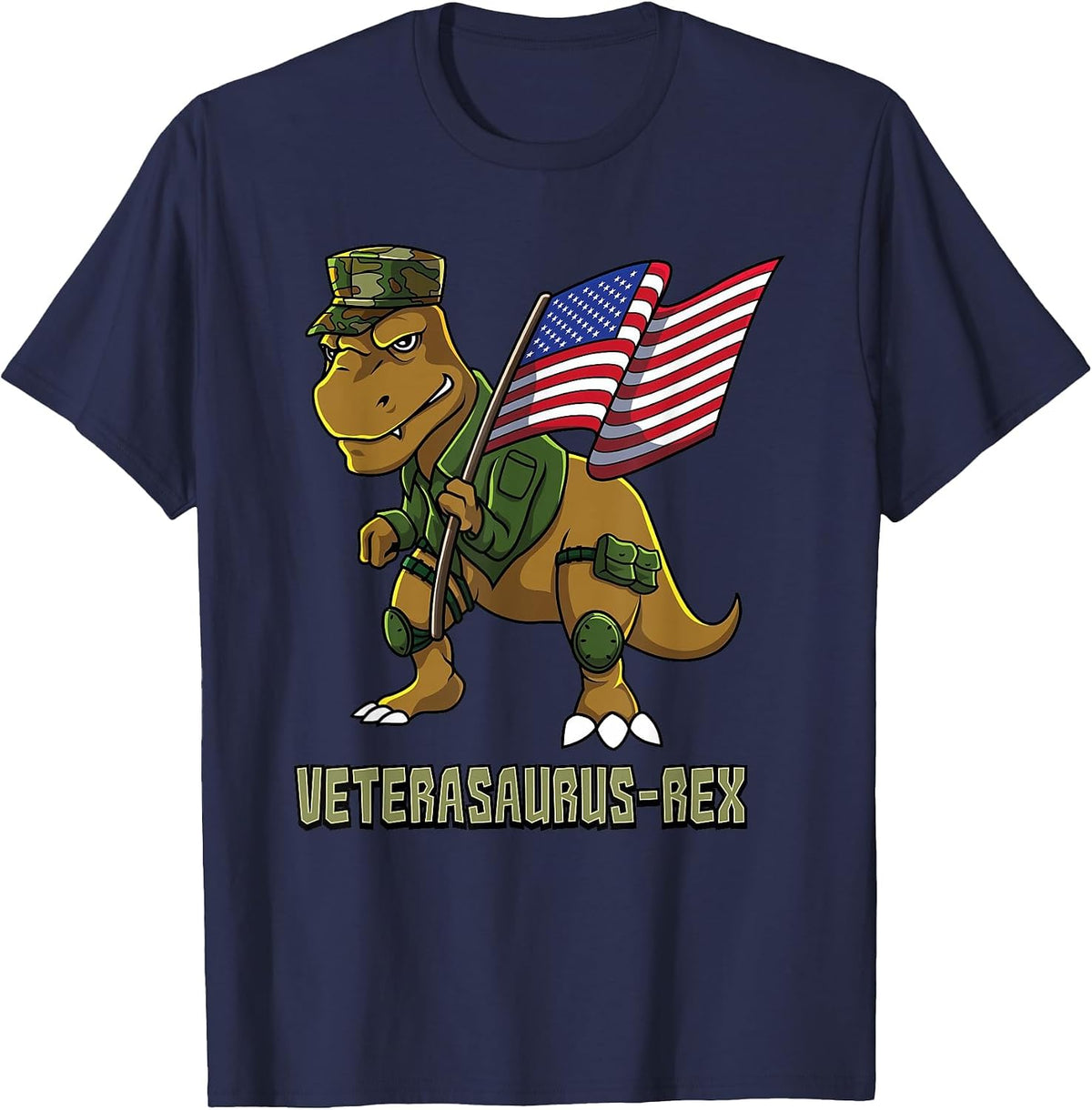 Veterasaurus-Rex Veterans Day Amerisaurus T Rex T-Shirt T-Shirt - Navy Blue