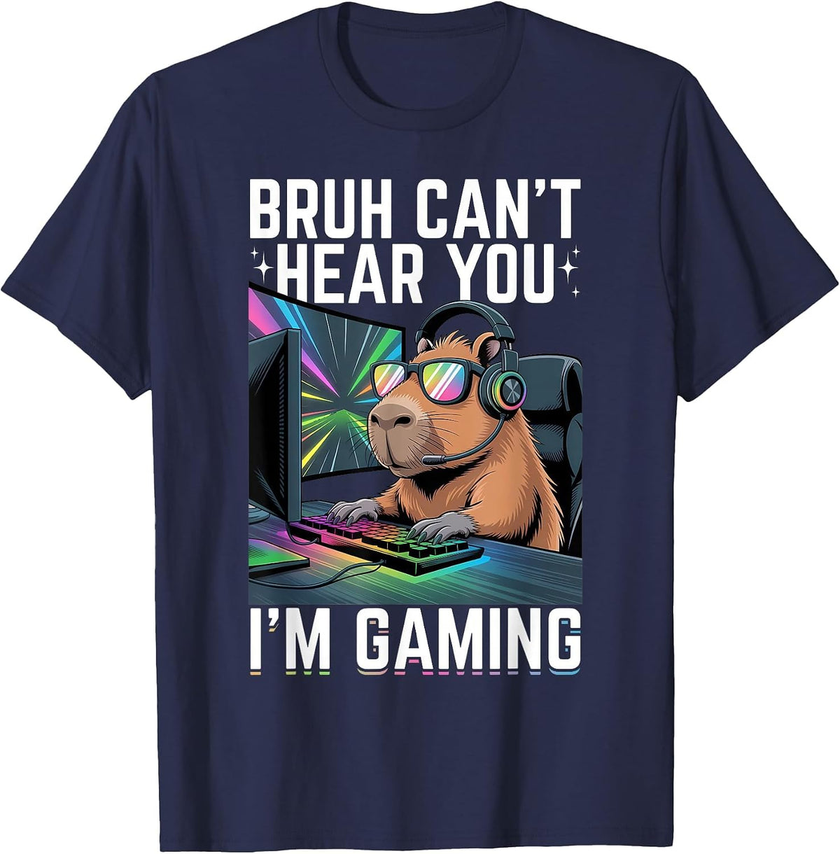 Gaming Capybara Gamer T-Shirt - Navy Blue
