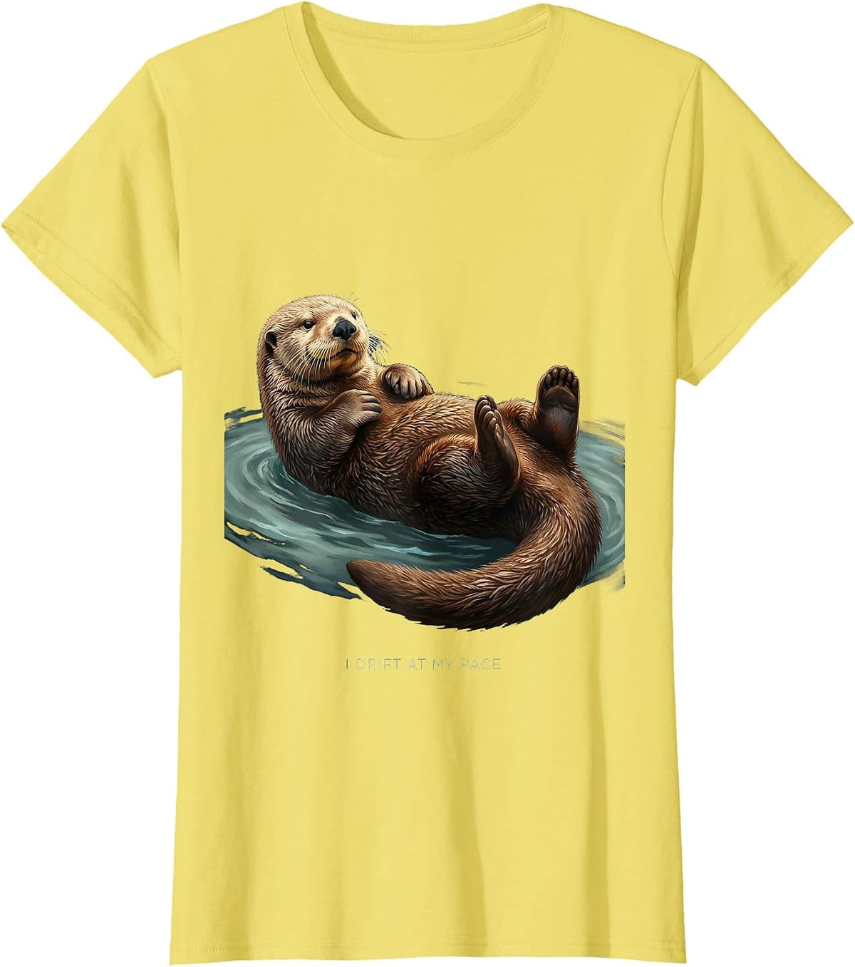 I Drift At My Pace Funny Sea Otter Lover Nature Humor T-Shirt - Lemon Yellow