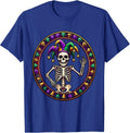 Mardi Gras Skeleton Jester Festive Design T-Shirt - Royal Blue