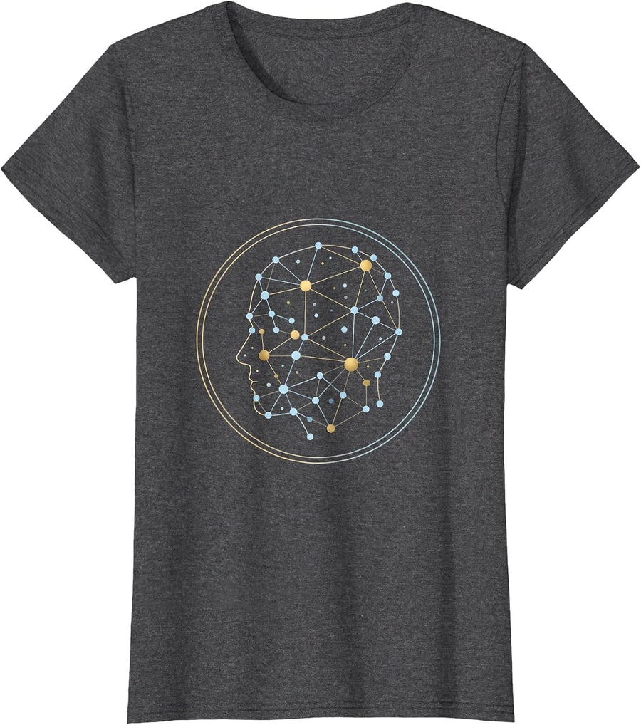 Women's Autism Neural Constellation Glow Graphic T-Shirt - Dark Heather Grey