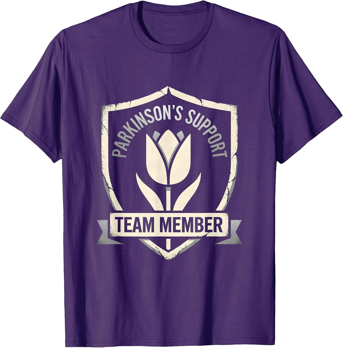 Parkinson's Support Team Member Awareness Support Ribbon T-Shirt - Purple