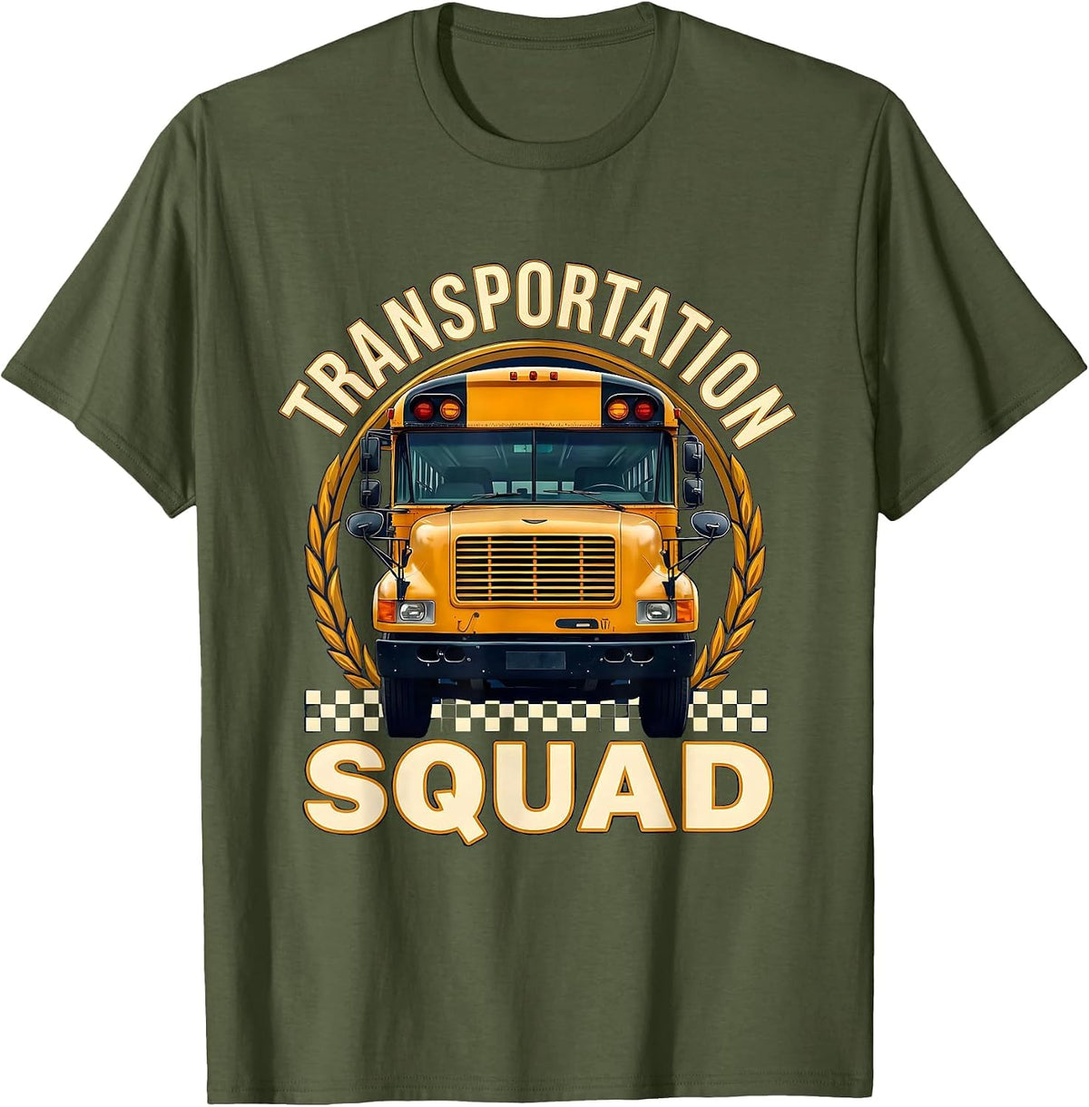 Transportation Squad School Bus Driver Back To School T-Shirt - Olive Green