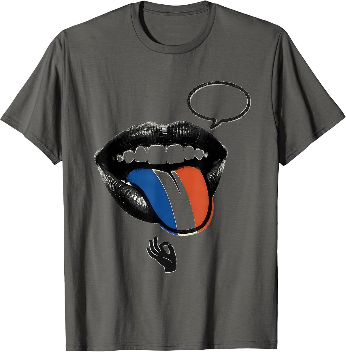 Men's French Flag Francophile Humor Screenprint Poster T-Shirt - Asphalt Grey