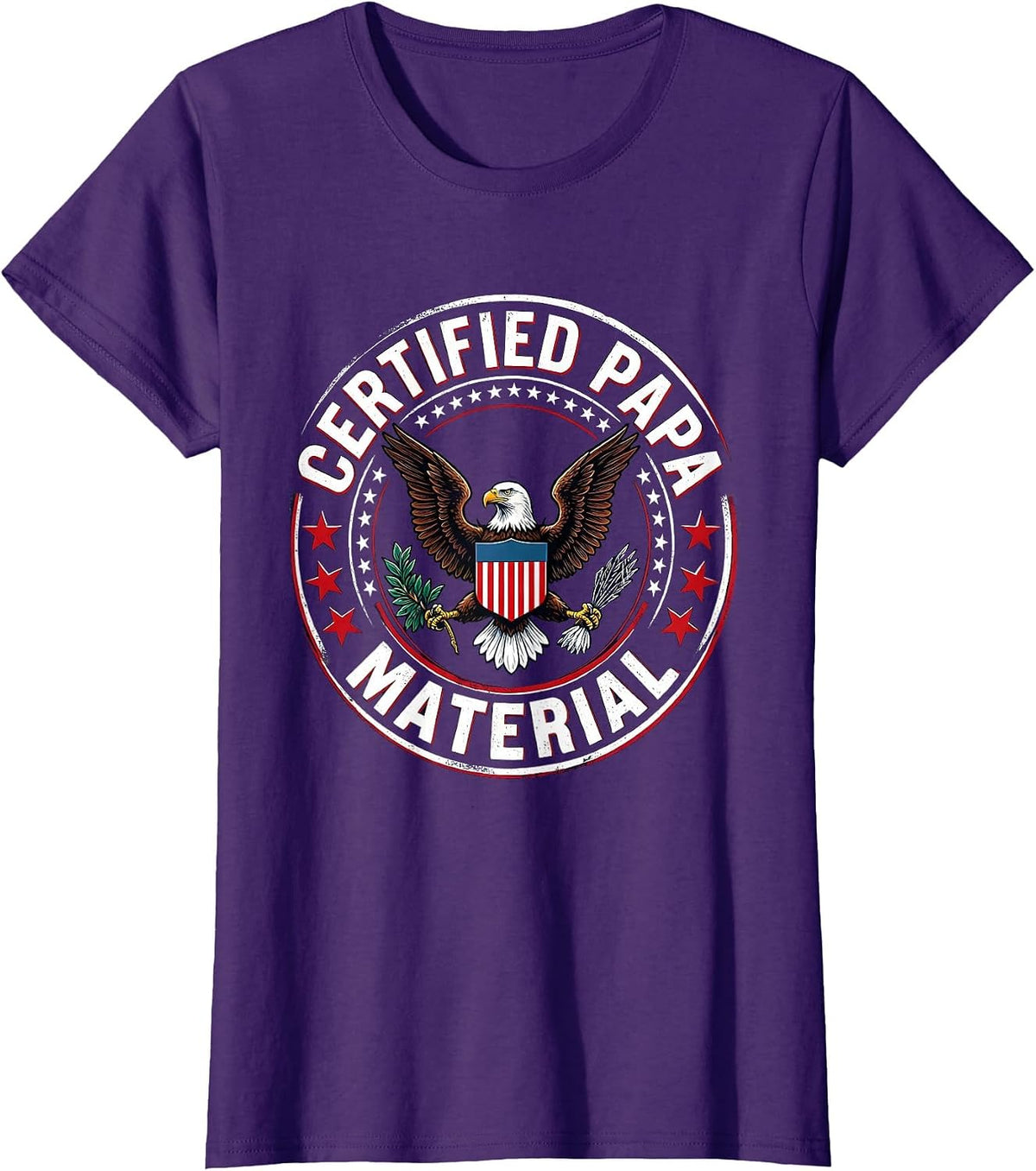 Women's Certified Papa Material Bold Dad Graphic Design T-Shirt - Purple