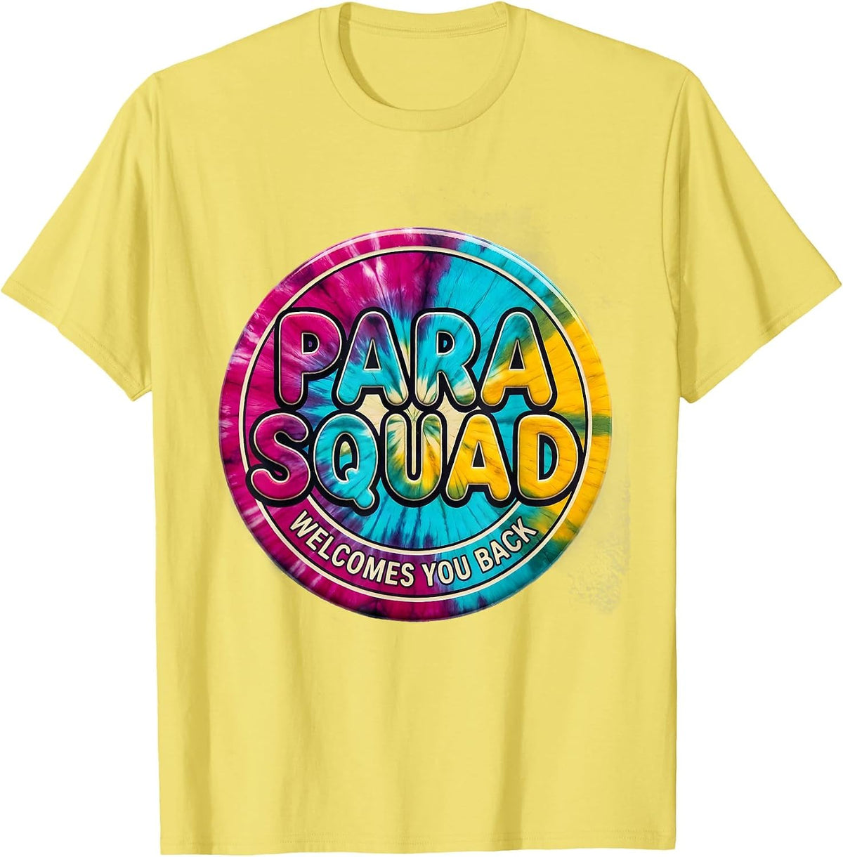 Men's Para Squad Welcomes You Back Tie Dye Back To School T-Shirt - Lemon Yellow