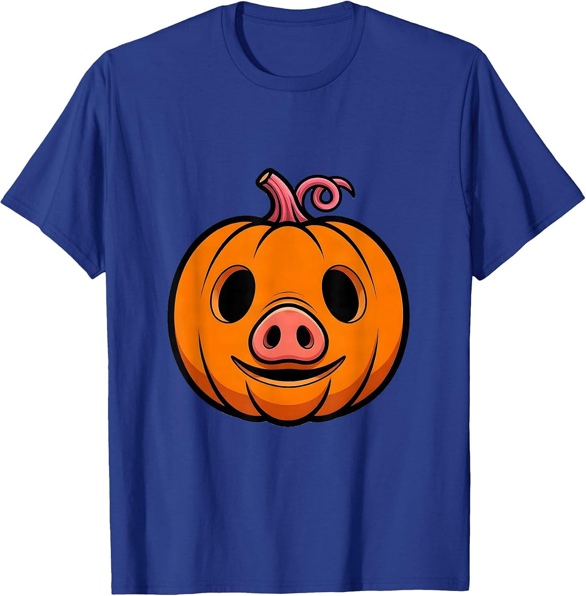 Pig Pumpkin Face Funny Halloween Costume Pig Lover T-Shirt - Royal Blue