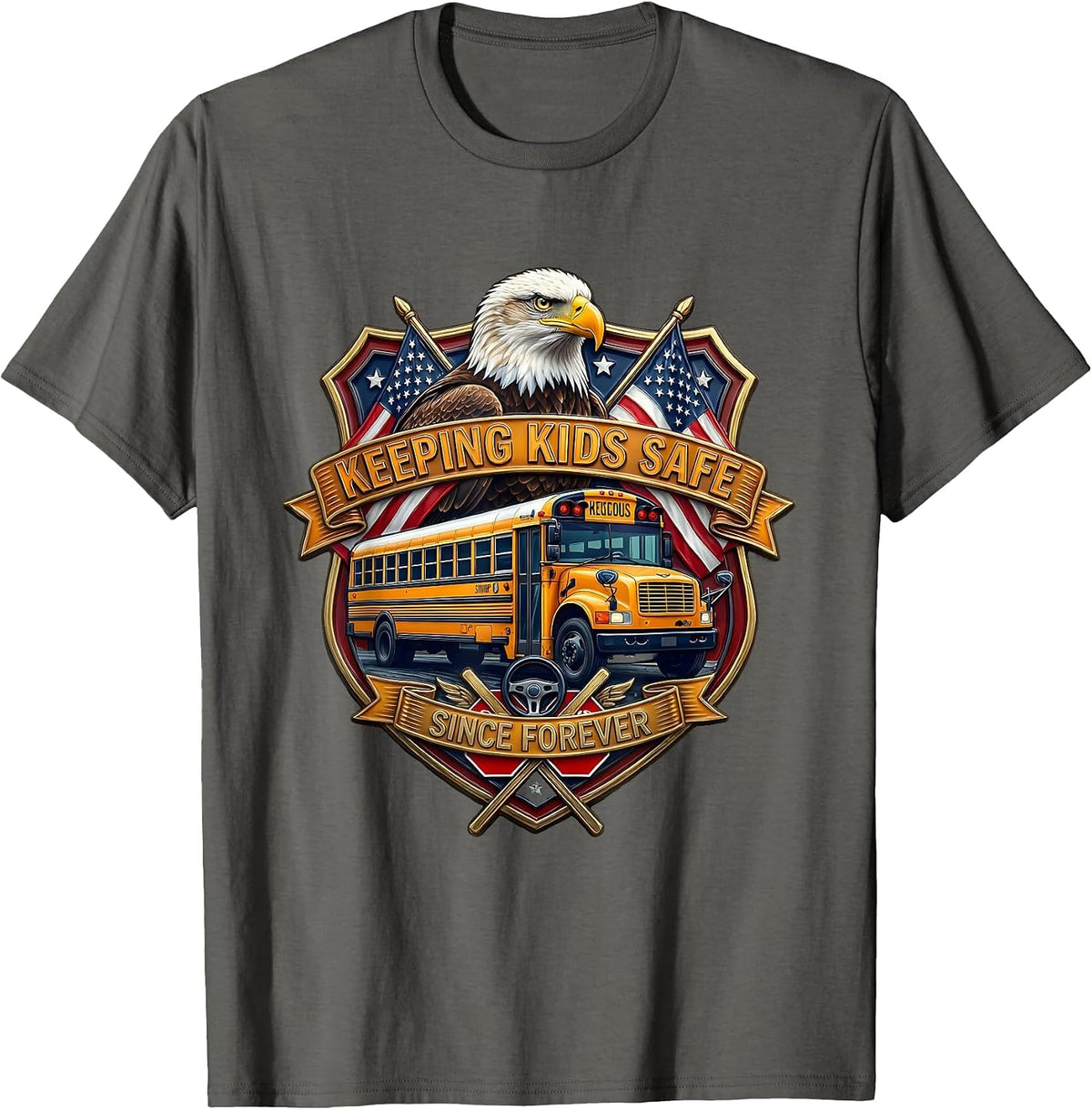 Keeping Kids Safe Since Forever School Bus Driver T-Shirt - Asphalt Grey