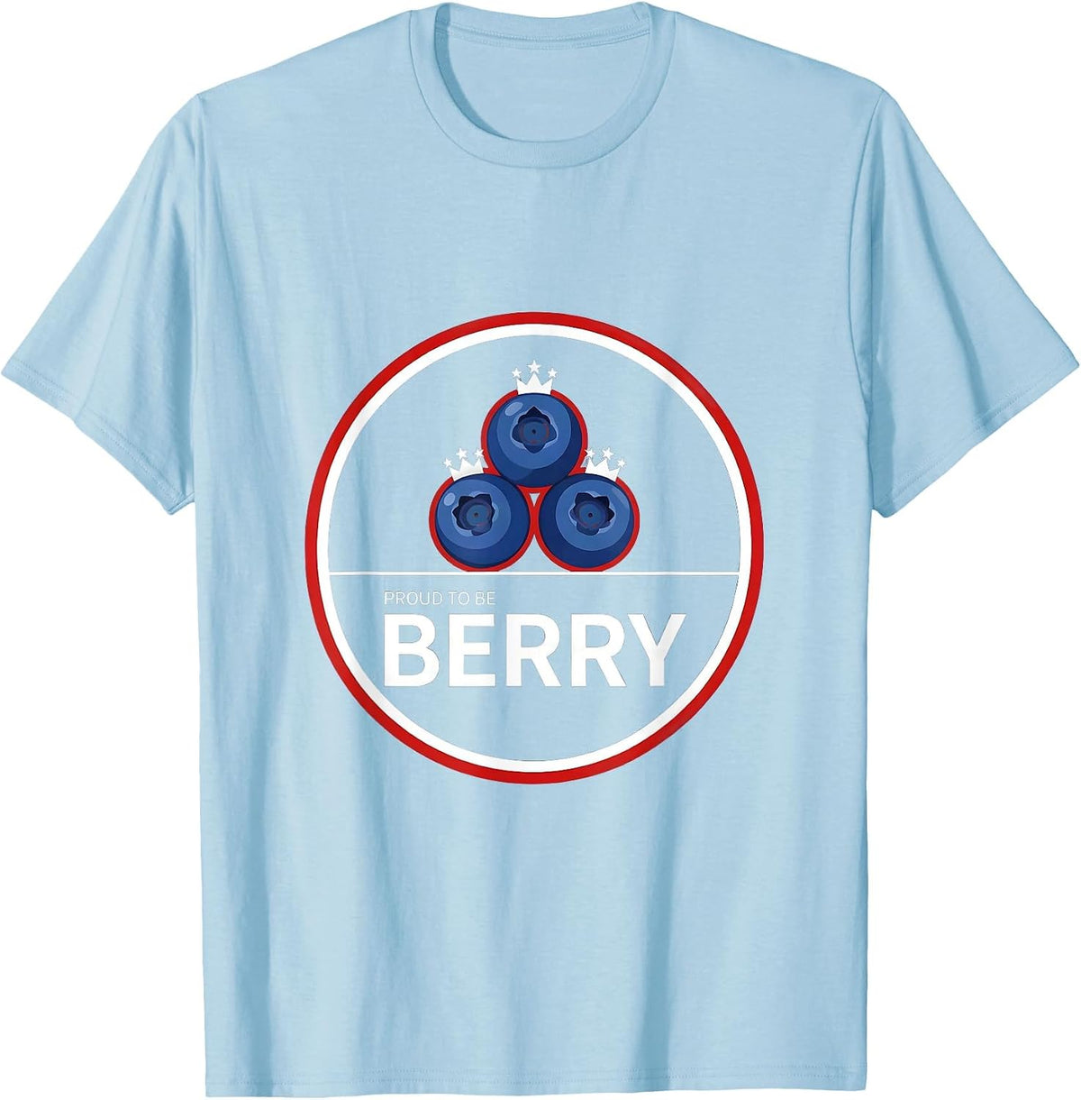 Men's Proud to Be Berry Red White and Blueberries Design T-Shirt - Baby Blue