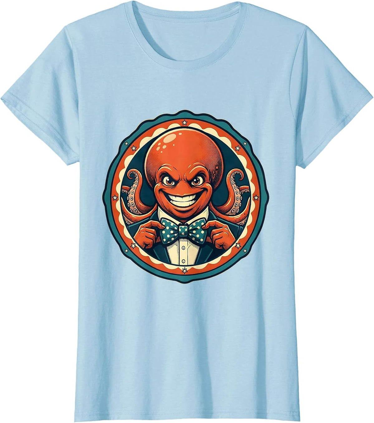 Women's Suave Octopus Bow Tie Rizz Autism Awareness T-Shirt - Baby Blue