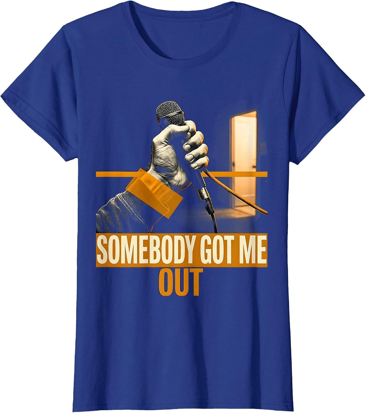 Women's Somebody Got Me Out Emergency Dispatcher Thin Yellow Line T-Shirt - Royal Blue