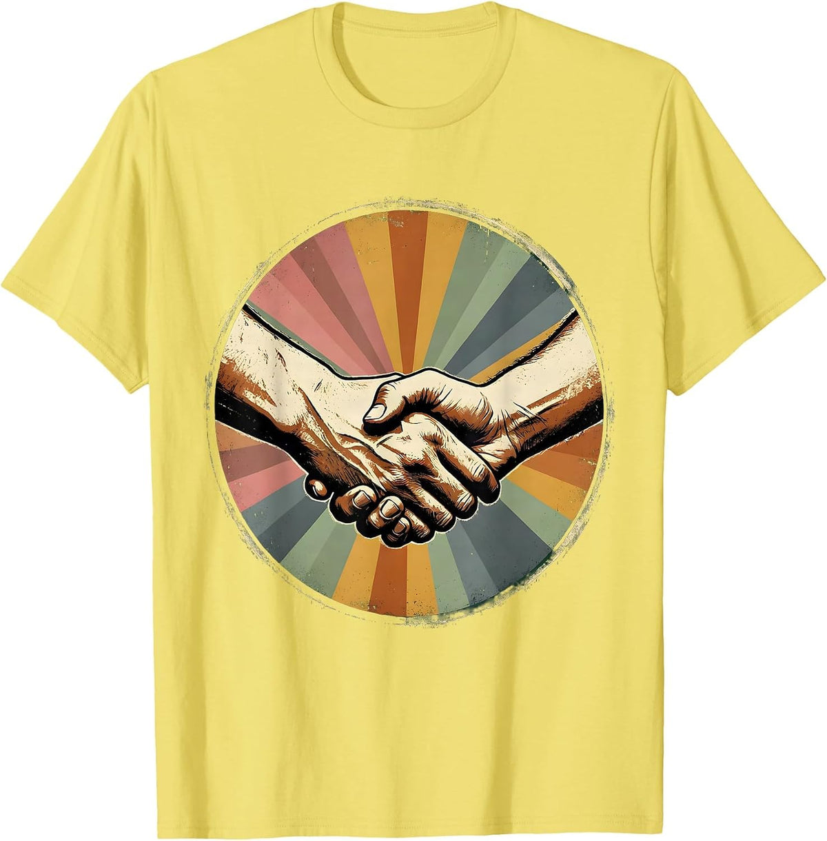 Men's Rainbow Hands Intertwined Pride Graphic T-Shirt - Lemon Yellow