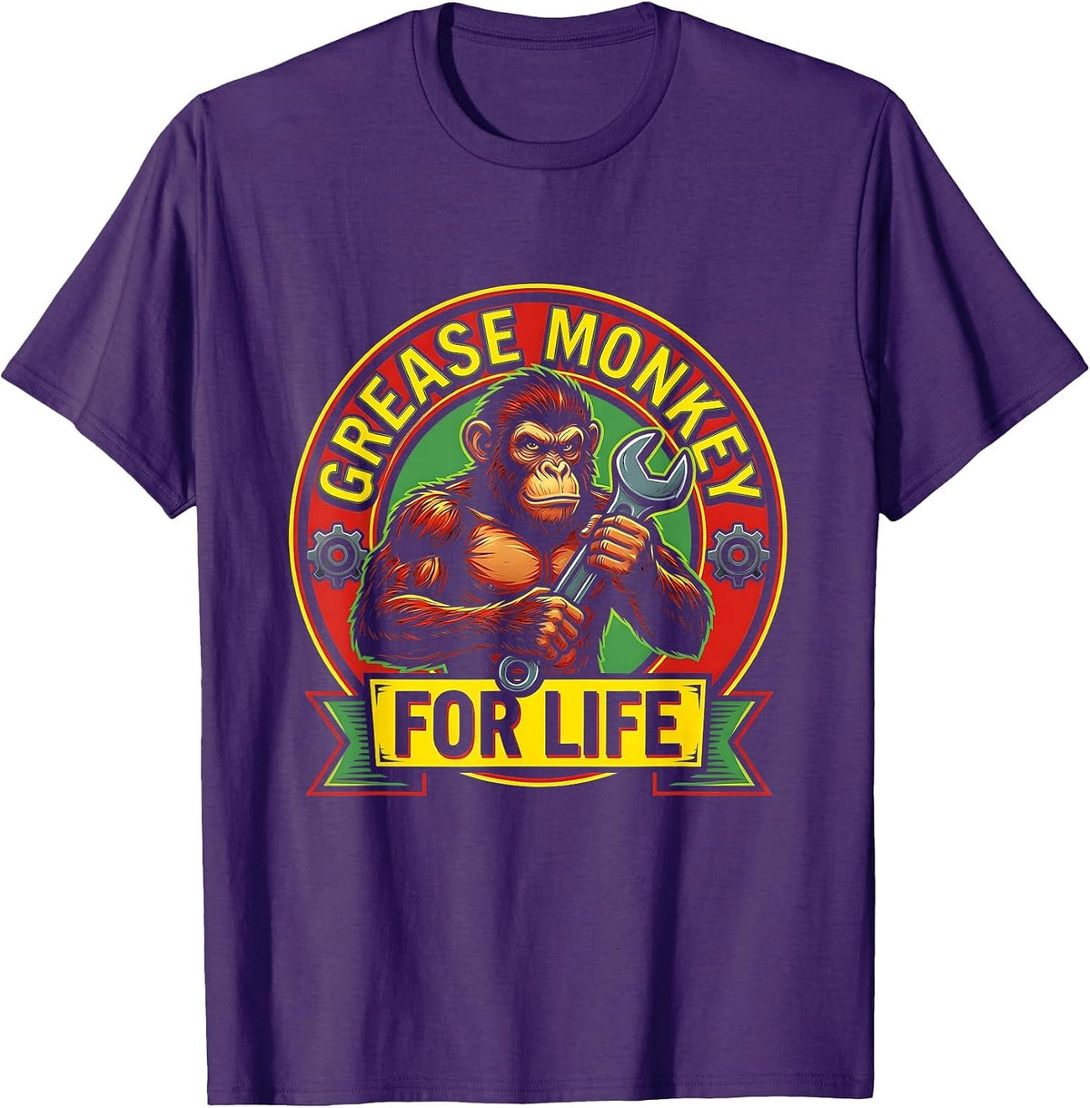 Grease Monkey For Life Mechanic Design T-Shirt - Purple